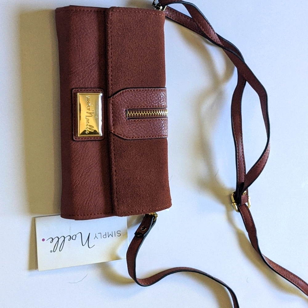 Simply Noelle, Cross Body brown Leather Purse